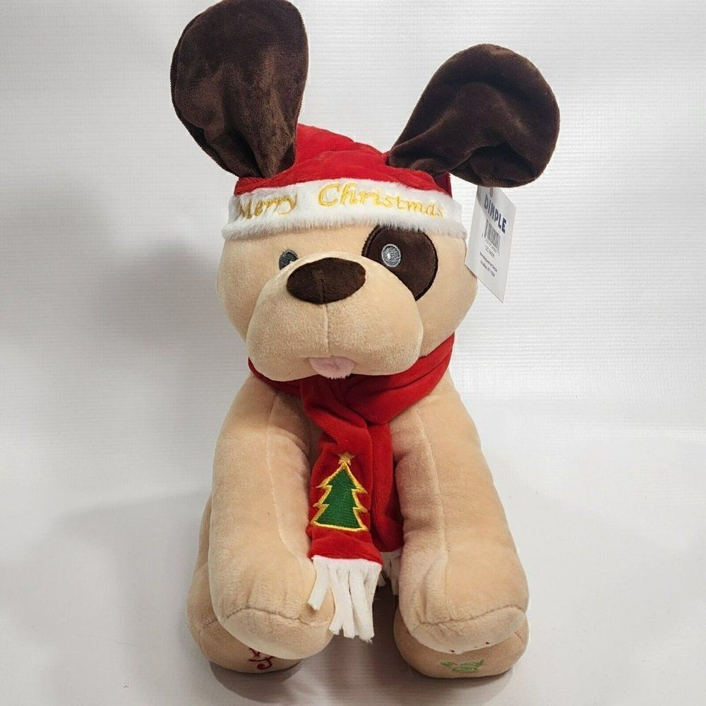 Dimple Ginger 11" Holiday Animated Plush Singing Peek-a-boo Christmas Dog